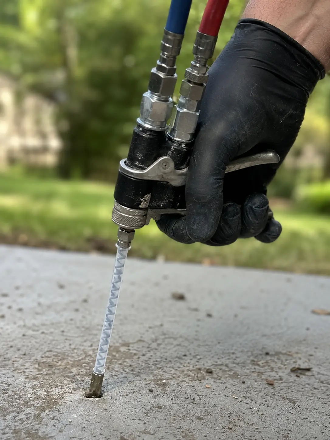 Polyurethane foam injection equipment used for concrete lifting in Ellicott City, MD